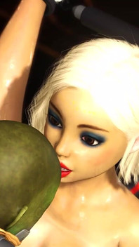 Sex incitant cu extraterestru. O blondă sexy se fute nebunește cu un extraterestru verde într-o navă spațială