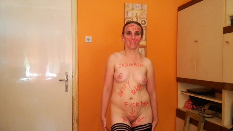 Sub Slave: Troia di sborra - scritta sul mio corpo