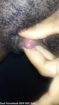 Close up Stroking My Big Clit Hairy Wet Pussy