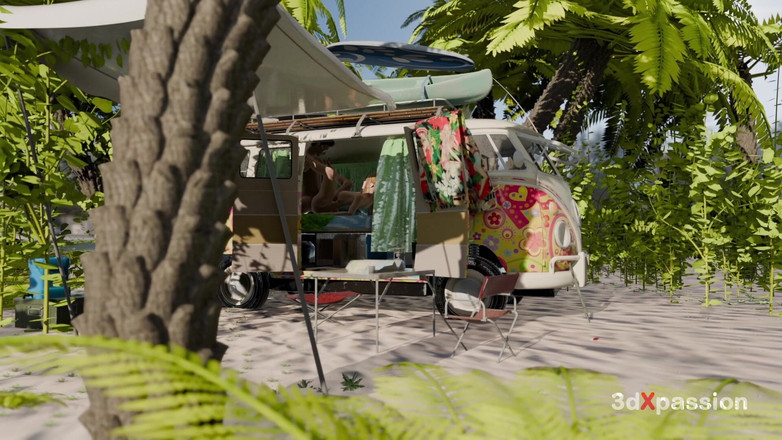 3dxpassion: Am straßenrand sex vibriert in einem gemalten van - schlampiger blowjob,...