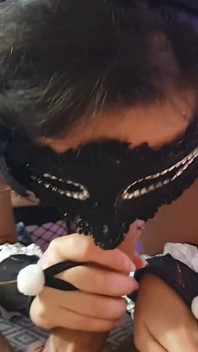 Little Masked Bunny Gives Blowjob