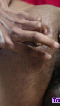 Ebony trans girl is coy but horny karma plays with skinny body