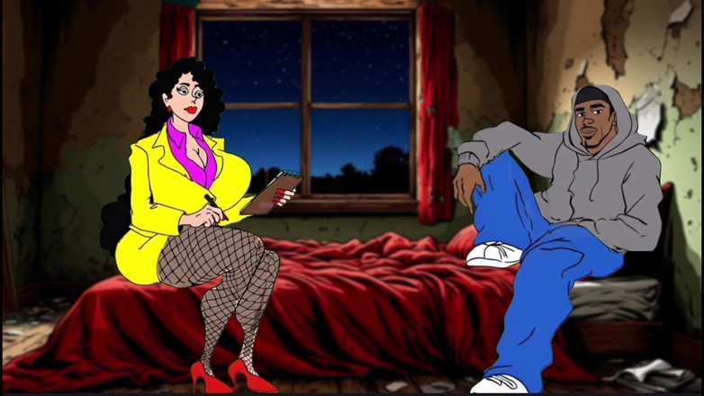 Octopussy Lovers Club: Knullade en reporter's slampa i en smutsig lägenhet, porrtecknad film