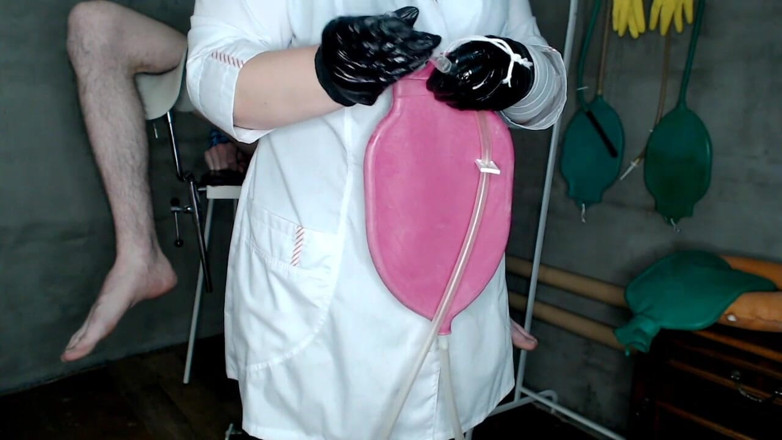 OurFetishLife: Chubby Beautiful Nurse Gives a 1.5 Liter Enema Bag to the...