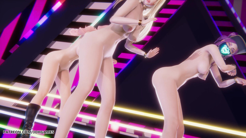 3D-Hentai Games: MMD Babymonster - バットしよう!アーリ、エヴリン、アカリがリーグ・オブ・レジェンドで裸で官能的に踊る。検閲なしの4K 60fpsの変態