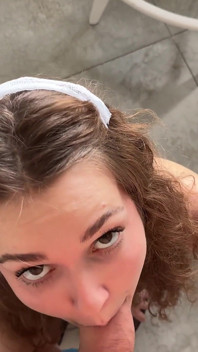 Naughty Maid Pleases Stepdaddy with a Steamy Kitchen POV BJ