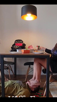 Goddess Kiffa - Face Footstool Slave Under Table - Foot Slave Serve as Face Footstool for Goddess Kiffa