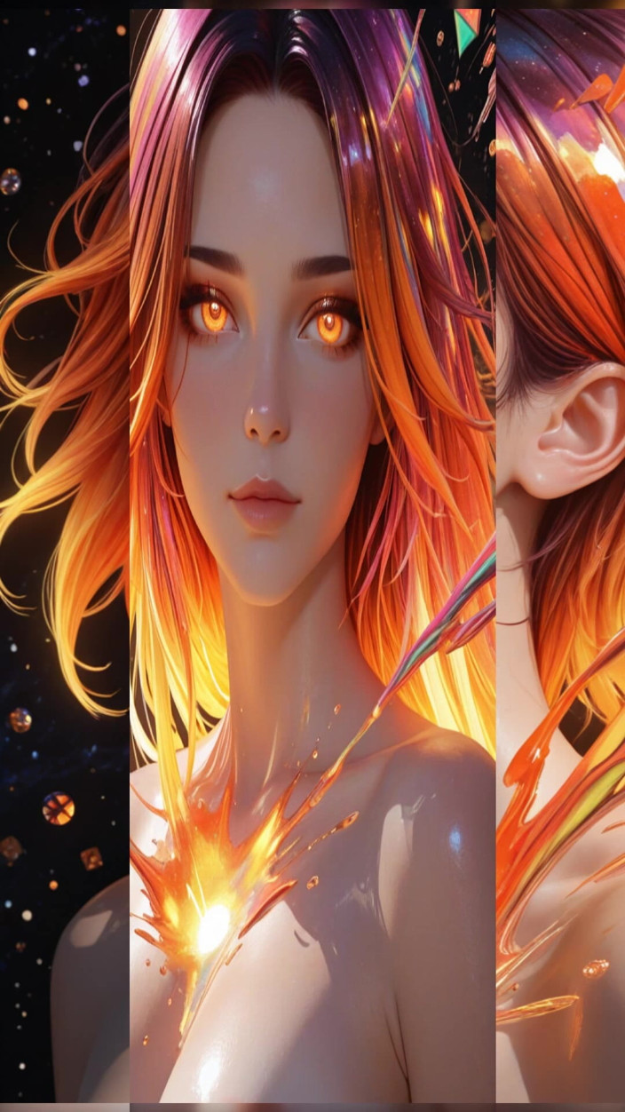VelvetInk Studio: 빛나는 사이버 구름 Ai 아트 슬라이드쇼와 우주 네온 여신 누드 뷰티 초상화