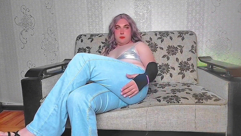 Kitty_Cross: Roodgloeiende grote kont zelf slaat ruwweg natuurlijke ladyboy