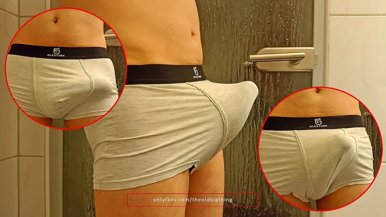 TheOldBigThing: My Growing Boner Bulge and Cum in Slow Motion