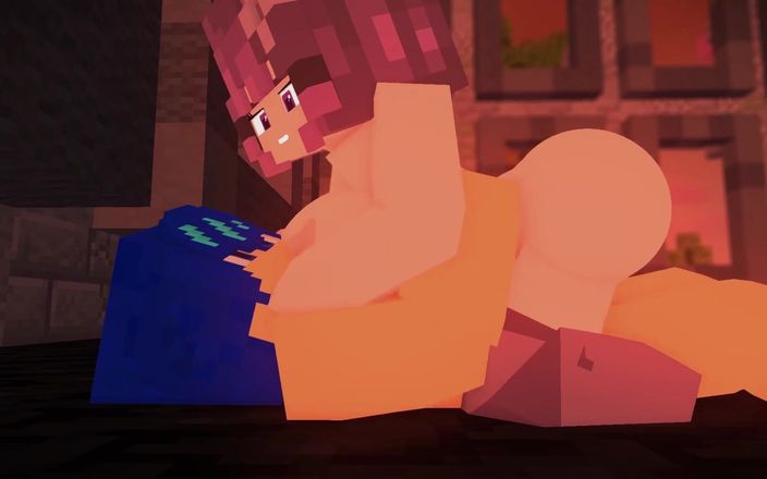 VideoGamesR34: Minecraft 色情世界末日 - 女孩设法和这个幸运的家伙快速做爱