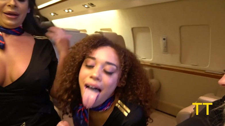 Teddy Tarantino: Triple BJ by Horny Pj Flight Attendants Kiki, Willow &amp; Emma