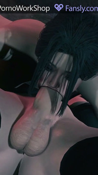 Futanari asiatique en bas noirs. Sexe torride avec gorge profonde.