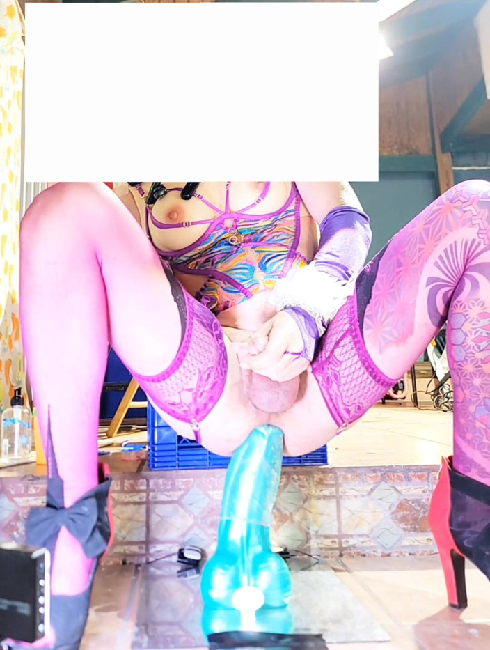Benito414: Cute TS Sissy Transgender Sexy Lingerie Riding Big Anal Dildo...