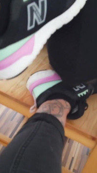 Foot slave worships tattooed feet