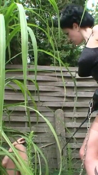 Dominating girl spanks the masked guy