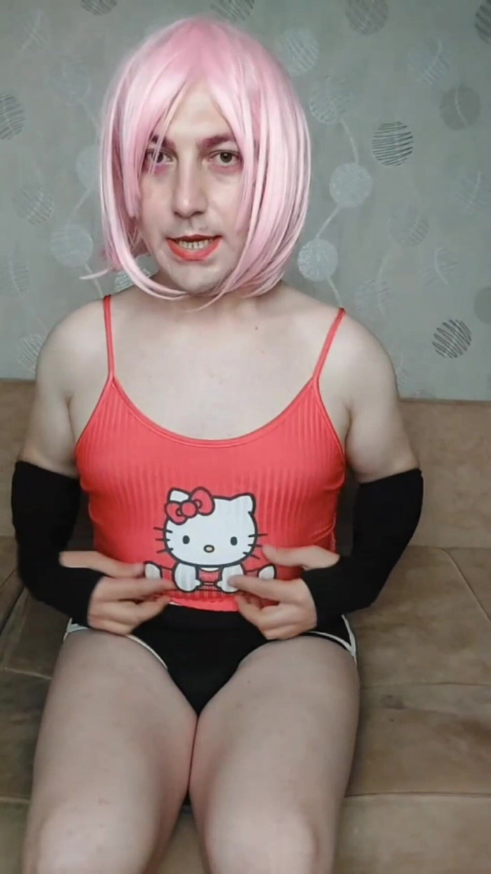 Kitty_Cross: Hot Shorts Hello Kitty Vibe White Sissy