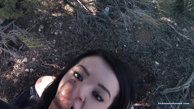 Exposed Whores Media: Mamada al aire libre en primer plano por Ashton Haze