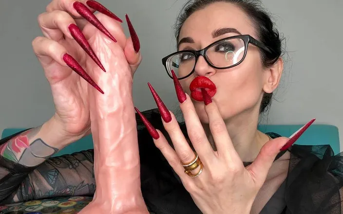 Julia domaina: Red Sharp Long Nails, Sharp Stilettos, Long Fingers, Hot Handjobs...