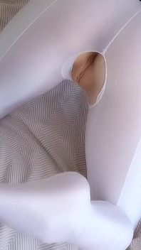 Footjob in Teasing Sexy Pantyhose and Cum on My Pussy