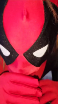Zentai deadpool kız kostümü sakso