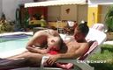 EXHIB BOYS: Deux jumelles Français sexy se font baiser dans la piscine
