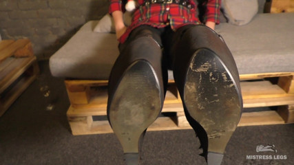 Mistress Legs: POV foot massage of nylon feet in black and white...