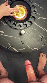 Cum Challenge Threesome CFNM for Christmas and Fun with Balls Playing and Accidental Ruined Orgasm