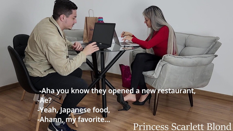 Queen Lytta ballbusting and cum lick: Princess scarlett blond - pekerja wanita kantoran yang seksi mendominasi dan...