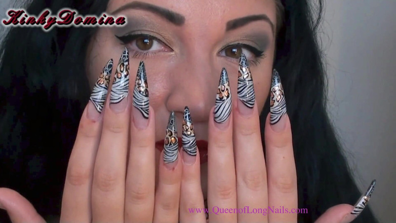 KinkyDomina: Seductive fauna print stiletto nails show and tell
