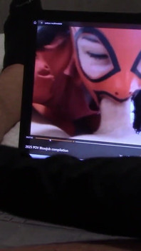 Gift to My Biggest Fan: Handjob in Gloves, While Is Watching One of My Vids, with Cumshot