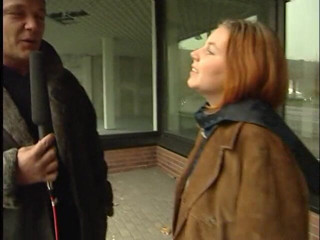 Lucky Cooch: Sweet girl giving an outdoor interview