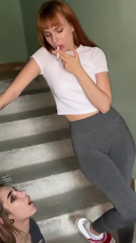 Badass Girls Humiliation Lesbian Slut - Spitting and Human Ashtray Dirty Lezdom