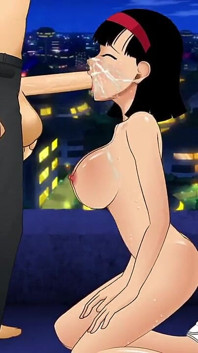 Thirsty Videl cant resist giving sloppy deepthroat til her face is soaked in cum to a cock twice as big as her husband