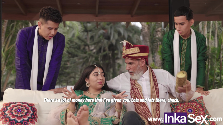 Inka Sex: Chudai-Hindu-Hochzeit endet zwischen Stiefschwestern und Stiefvätern.