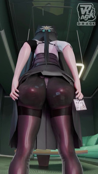 Zzz 3D - Miyabi Shows Her Sexy Thicc Ass in Stockings and Gives Herself a Few Spanks