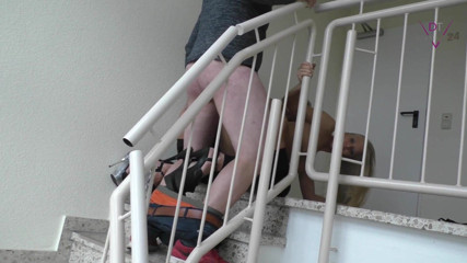 Dirty Tina: Double fuck in the stairwell
