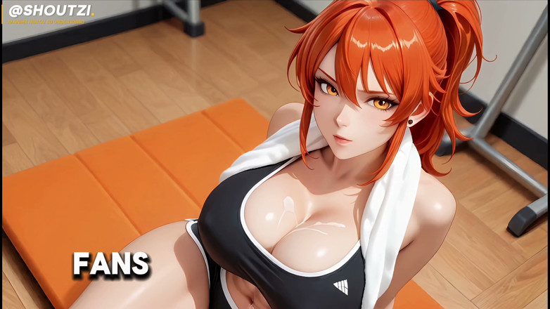 Shoutzi Anime Hentai3D Uncensored: Rina zpocená tělocvična děvka Harem Girl Nelson Squat Rack Zezadu...