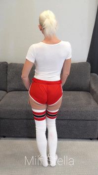 Red Athletic Shorts & Long Skater Socks