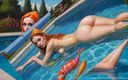 AI Girls: Gadis peri bugil lagi asik main di kolam renang