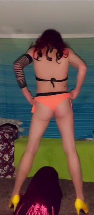 Lizzaali: Orange bikini play scene 3