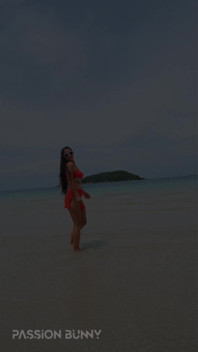 Orange Bikini Fun and Beauty Flashing on the Beach