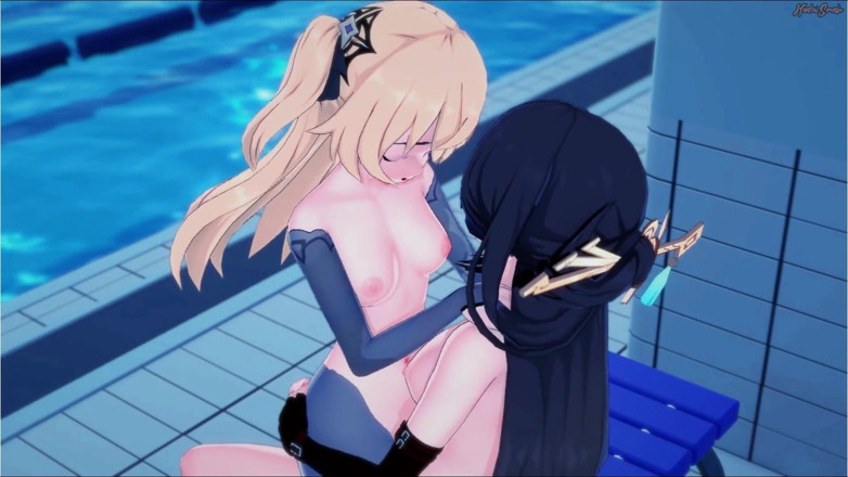 Hentai Smash: Genshin Impact - Beidou se folla a Fischl en la piscina...