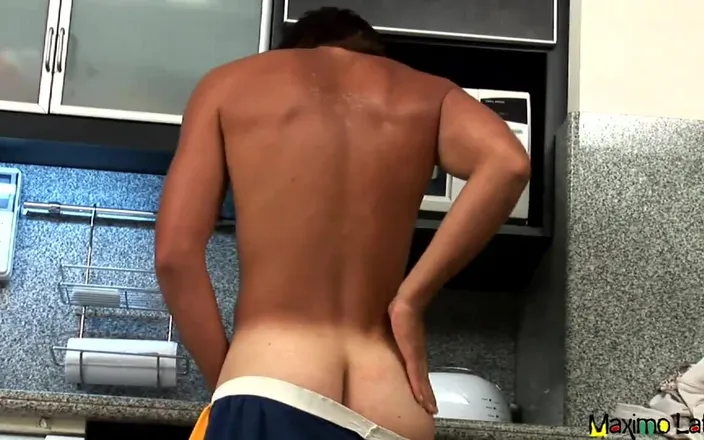 Cruiser Boys: Sexy Tan Line Latino Anakin Hair Jack off in Kitchen...