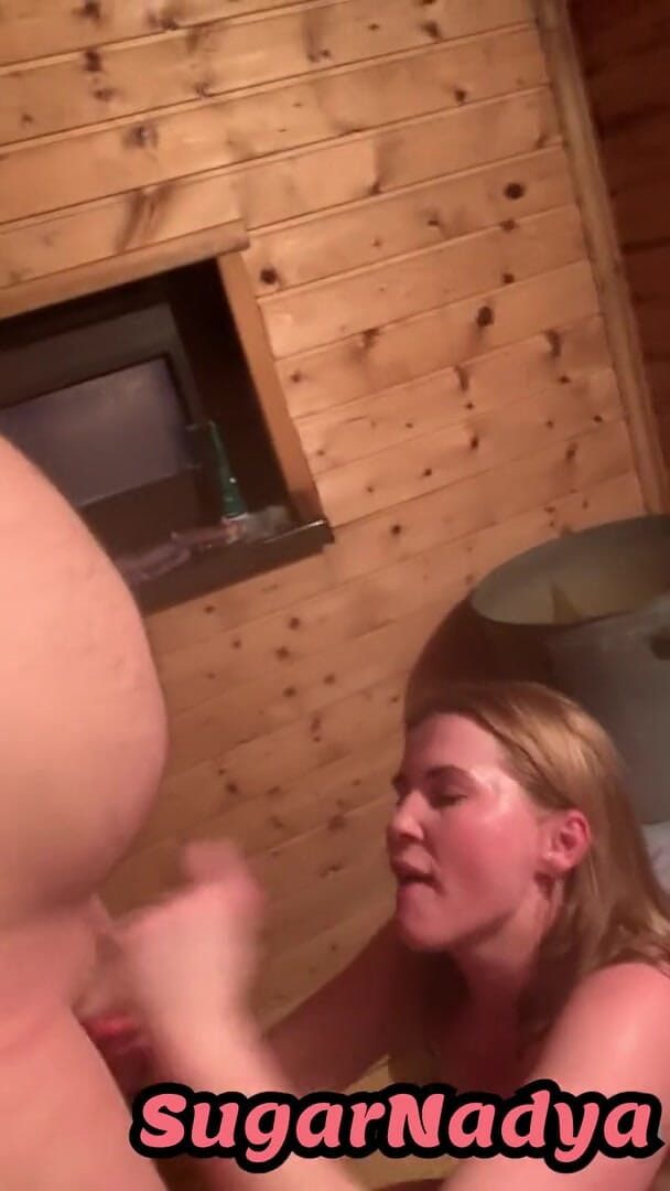 SugarNadya: I had to jerk off his fat dick in sauna