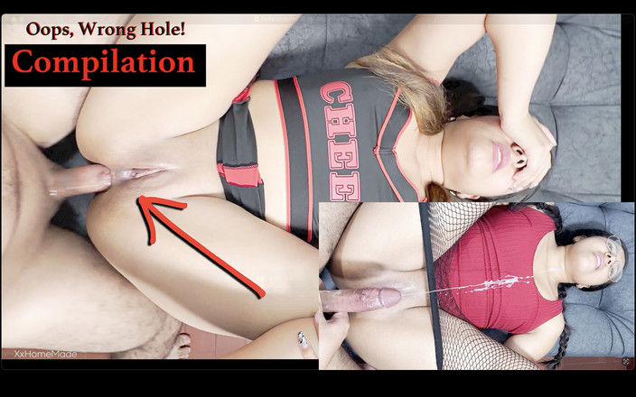 XxHomeMade: 哎呀，错误的洞和大量射精 - 这么多精液！