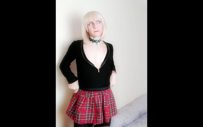 Faustine: Sexy Sissy Crossdresser sukně Punčochy Pěkný úsměv Ass Cock