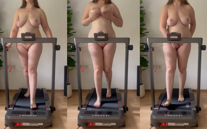 Crazy German Slut: Slut: Masturbating on the Treadmill (workout Sport)