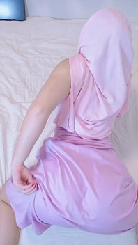 A Malaysian Hijabi Girl Twerking in Purple Dress Showing off Her Big Booty