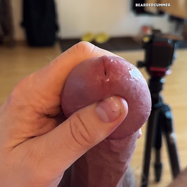 Playling with My Dripping Precum (slomo, No Cumshot) (Bearded Cummer)